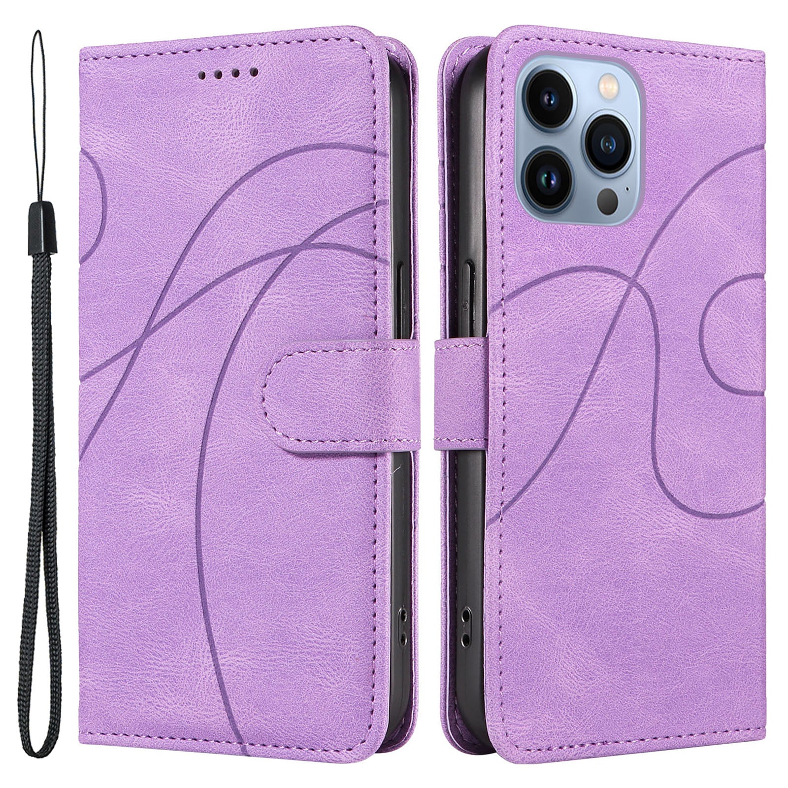 For iPhone 13 Pro Imprinted Line Wallet Case PU Leather Stand Phone Cover For iPhone 13 Pro Imprinted Line Wallet Case PU Leather Stand Phone Cover